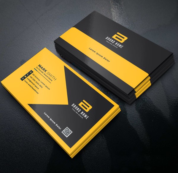 Abstract yellow black business card design - freepng