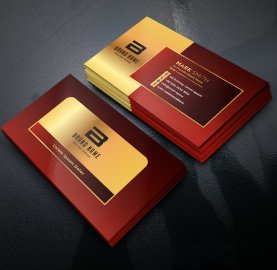 Red and golden creative business card template