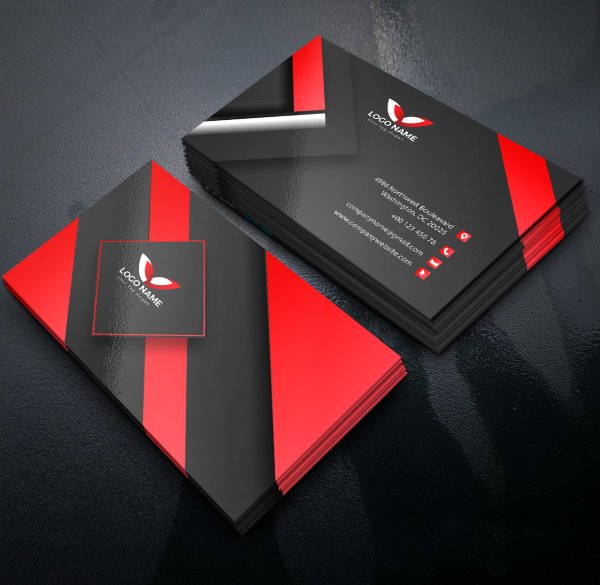 Business Card Template Red Black Color, Business Card design Red Black ...