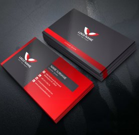 Business card PSD, Red black business card design template