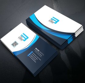 Professional blue white business card template vector