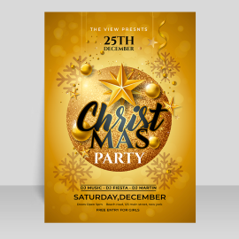 Free vector realistic Christmas party flyer template