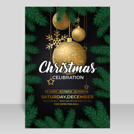Realistic Christmas flyer template vector