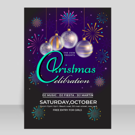 Free vector Christmas party celebration flyer design template