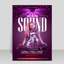 Sound music purple poster template, Sound music purple flyer for social media post and events