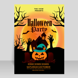 Free vector realistic halloween party invitation template