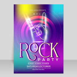 Vector rock music party or concert or festival flyer or poster