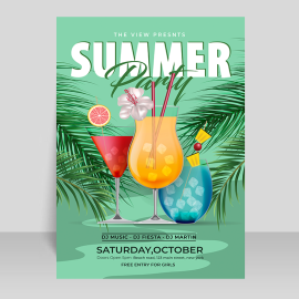 Vector summer party beach banner poster design