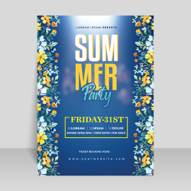 Summer blue friday party poster, Summer blue friday party flyer for social media post