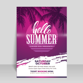 Free vector summer party flyer with palms