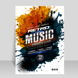 Free vector music festival poster in flat style