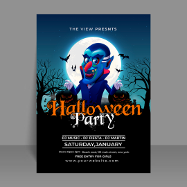 Free vector realistic Halloween party flyer