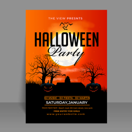 Free vector realistic vertical Halloween party flyer