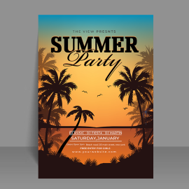 Free vector hand drawn summer party poster template
