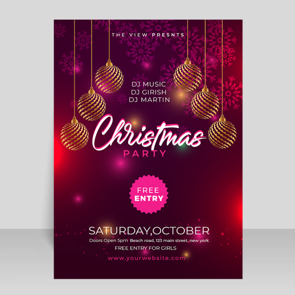 Beautiful Christmas vector flyer template - freepng