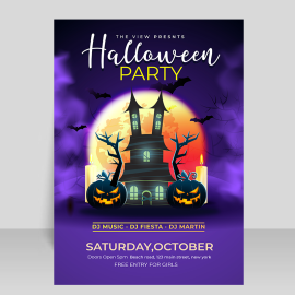 Halloween Party flyer vector template