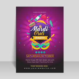Free vector hand drawn mardi gras flyer template