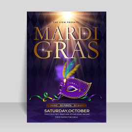 Mardi Gras vector purple poster