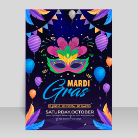 Free vector realistic Brazilian carnival mardi gras flyer/poster