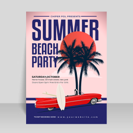 Summer beach flyer template vector