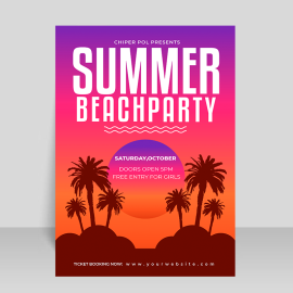 Summer beach party vector flyer poster