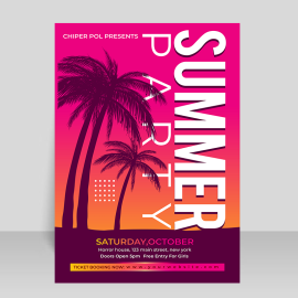 Summer beach party vector poster template