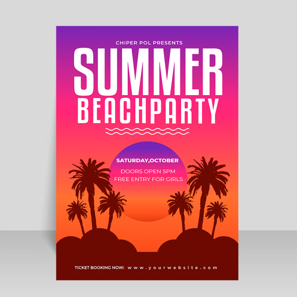 Summer beach party vector flyer poster - freepng