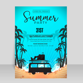Turquoise summer vacation flyer template