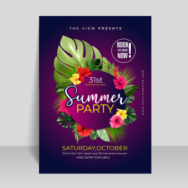Free vector tropical summer poster template