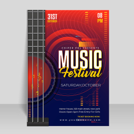 Vector abstract music festival poster template for free