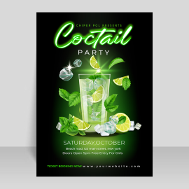 Vector bright colorful cocktail party poster