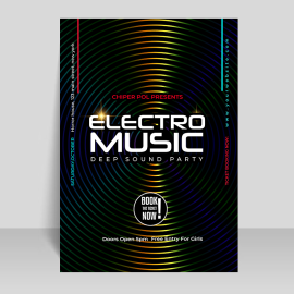 Free vector abstract wave electronic music poster template