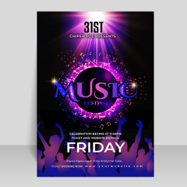 Purple musical festival poster template vector