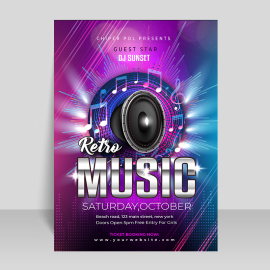 Shiny music festival flyer template