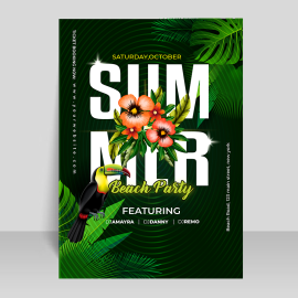 Free vector vector summer party flyer design with flowers