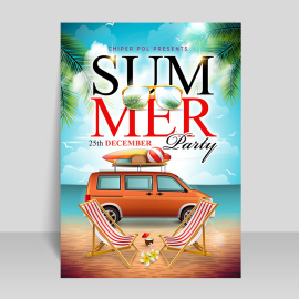 Summer party poster with beach design