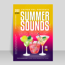 Free vector vector summer night beach party flyer design