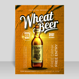 Wheat beer poster flyer vector for free