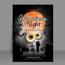 Free vector realistic Halloween party vertical poster