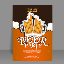 Free vector flat design Oktoberfest with beers poster template
