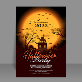 Free vector gradient Halloween vertical poster template