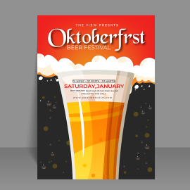 Realistic Oktoberfest flyer template