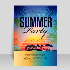 Free vector gradient summer night party poster template