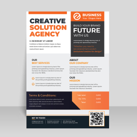 Modern black orange flyer template design