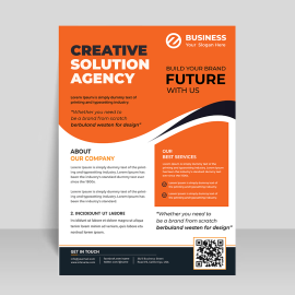 Abstract orange clean leaflet design template