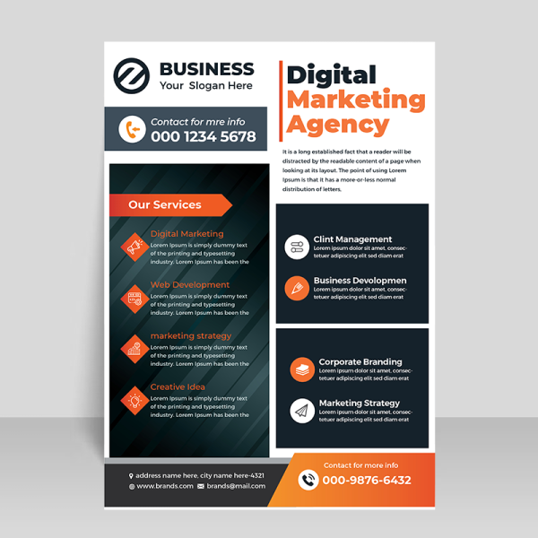 Modern black vector informational leaflet design - freepng