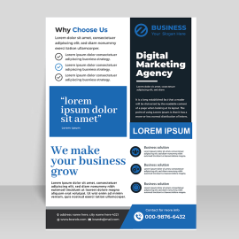 Black abstract informational vector flyer template