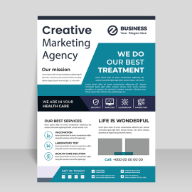 Blue white vector flyer template for free