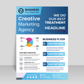Blue flyer with infographic vector design