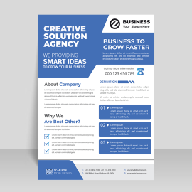 Modern vector template blue flyer